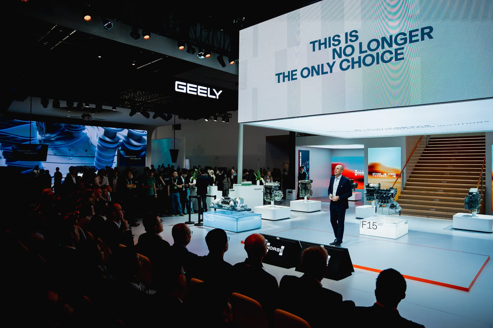 CEO Matias Giannini presenting at Beijing Auto Show 2026