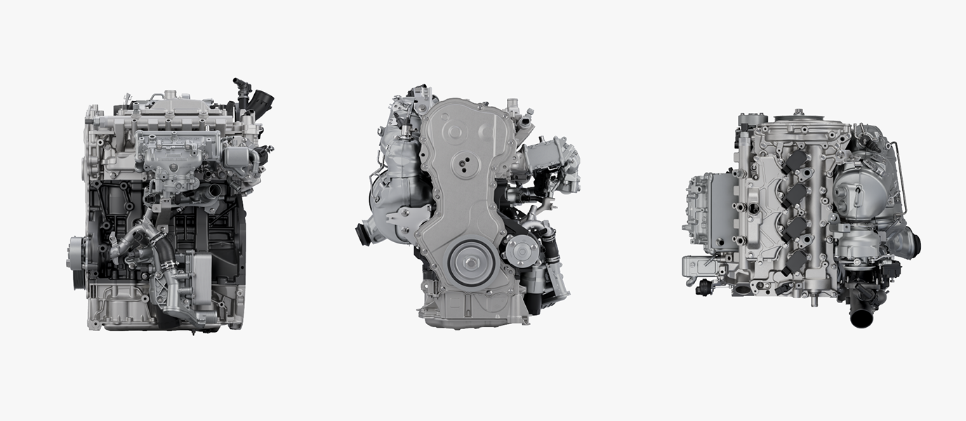 Three different angles of an engine called HORSE M20 HYDROGEN