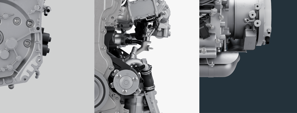 Three attached images showing different close-up views of engine sections