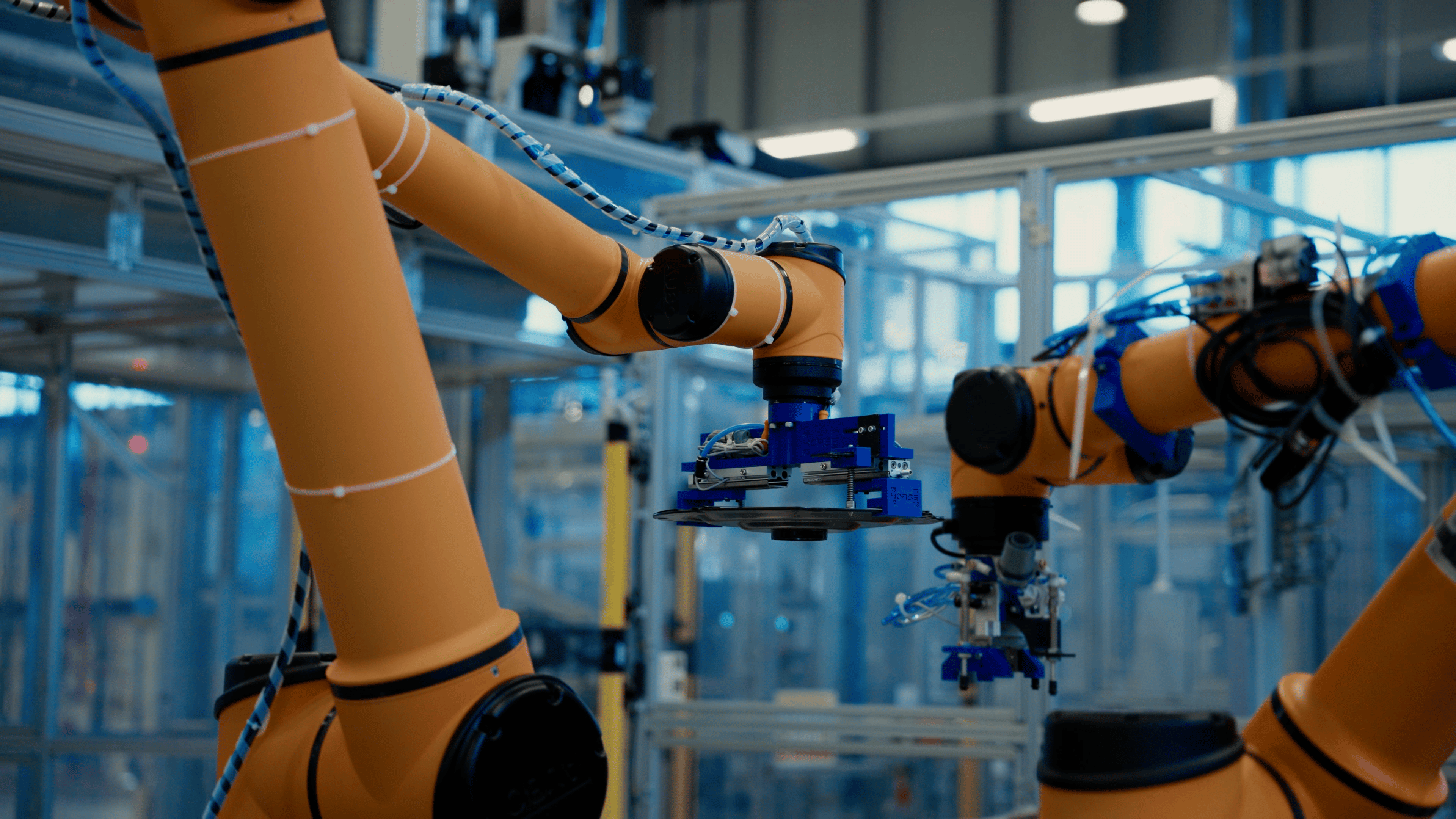 Robots at work in a factory