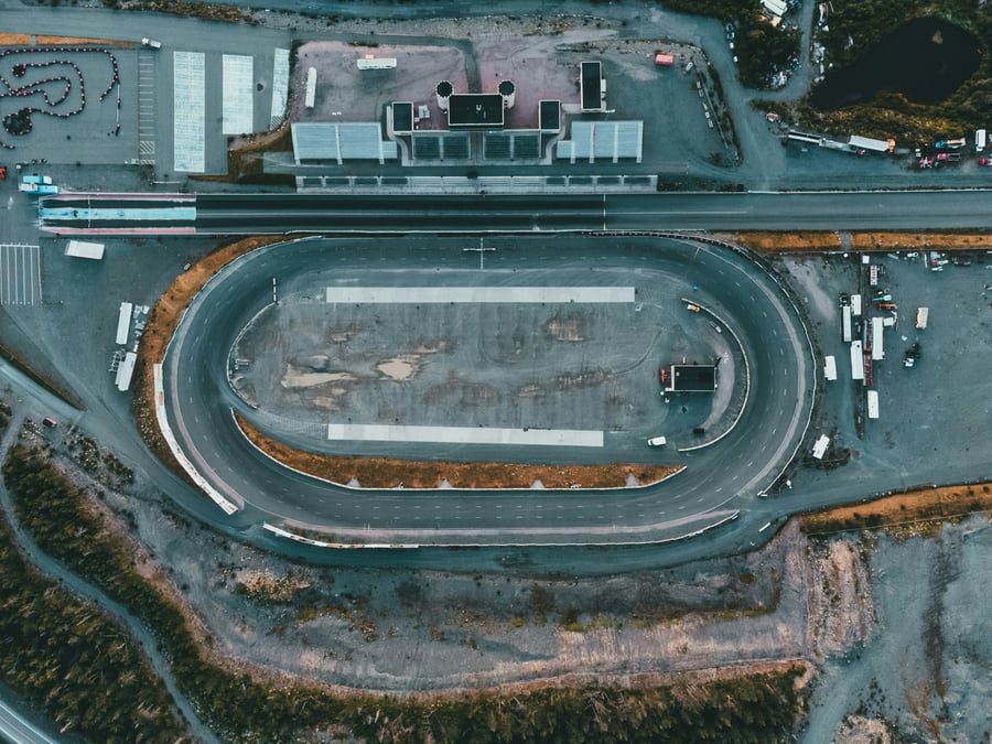 An aerial view of a test/race track